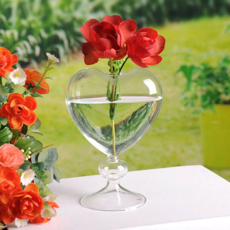 Glass Flower Pots Heart Glass Vase Standing Home Decor Flower Vase Desktop De Qx