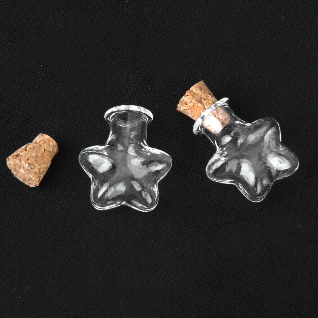 60 Star Shape Small Empty Clear Cork Glass Wishing Message Bottles Vial bulk