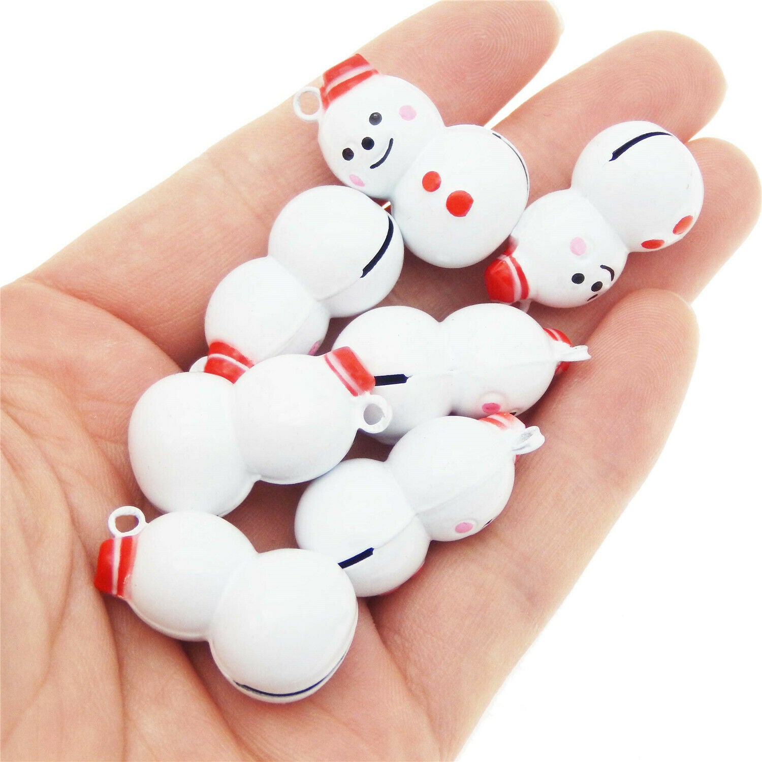 5x Christmas Jingle Bell Accessories Snowman Pendant Charm for Bracelet Necklace