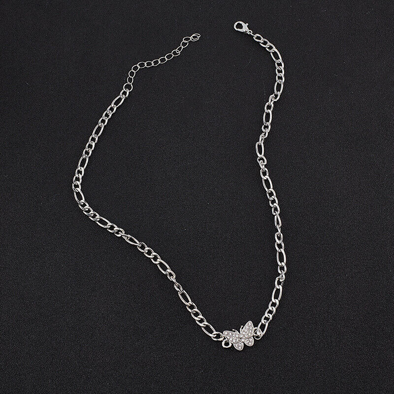 Shiny Zircon Butterfly Pendant Choker Clavicle Necklace Jewelry For Women G Qx