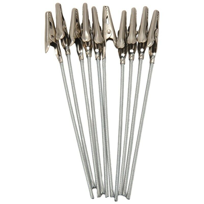 10 X Crocodile Metal Clips With Wire Stalk Alligator Clamps For Memo e Card HoS4