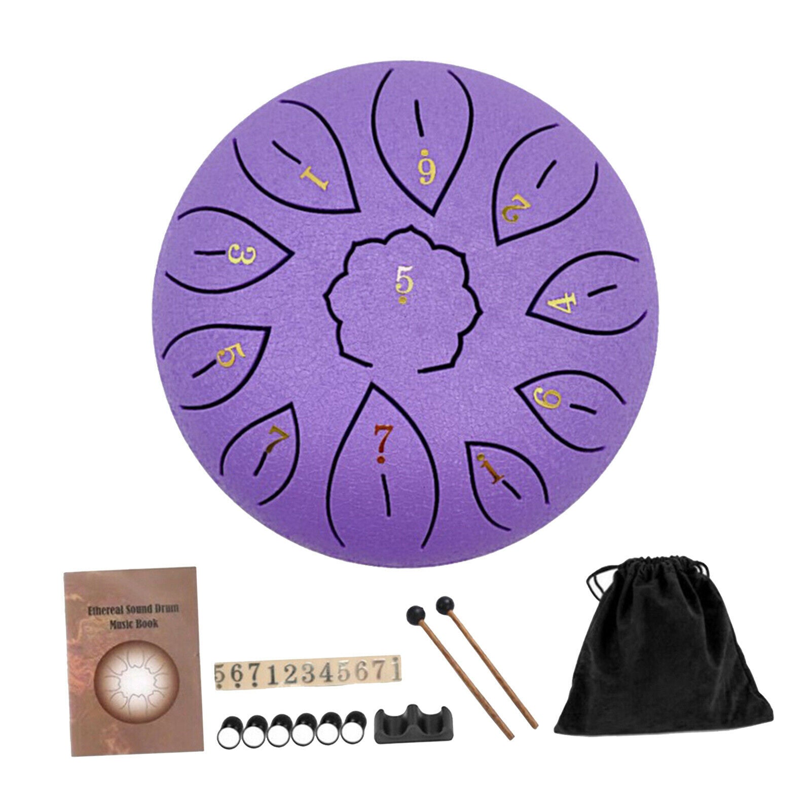 1pc 6 Inch Steel Drum w/ Drum Mallets Travel Bag Music Education Gift purple