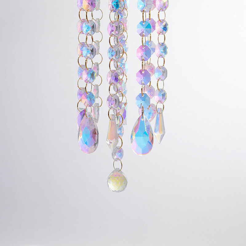 Crystal Curtains Pendant AB Coating Prisms Suncatcher Rainbow Wind Chimes DI DF