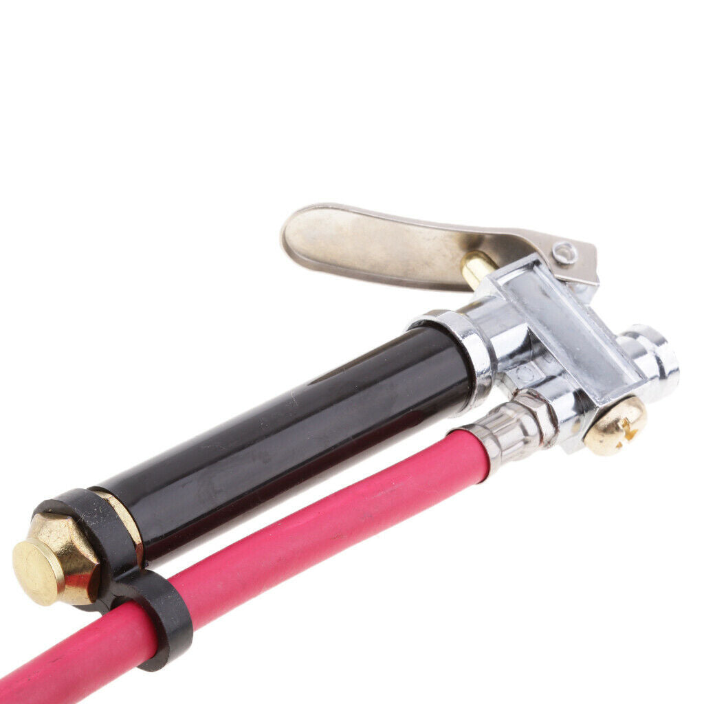 Air Tire Pressure Filler Fill Inflator Gauge Dual Chuck 12'' Compressor Hose