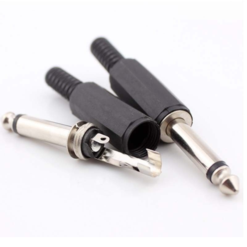 6.35mm MONO 1/4" Male Jack Plug Cable CONNECTOR Black Plastic Solder Adapter NEW