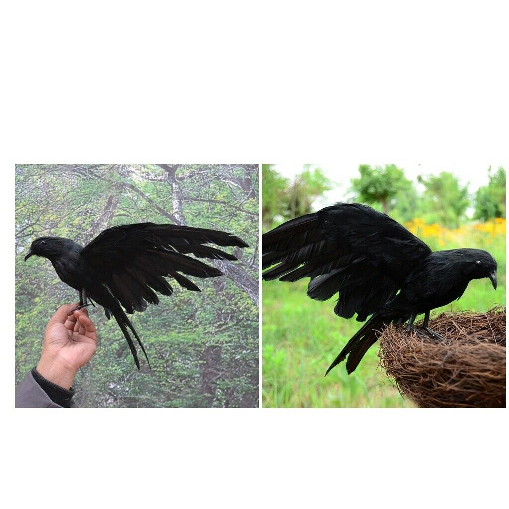 Artificial Crow Ravens Halloween Decoration Re stic Feathered Ravens