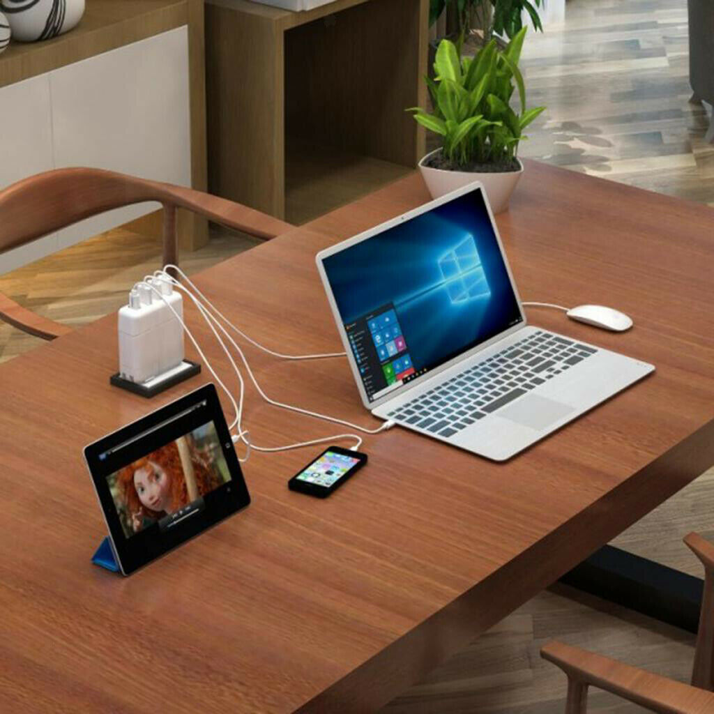 White - 3 Port HUB Splitter Power USB Type C Adapter Dock for Laptop