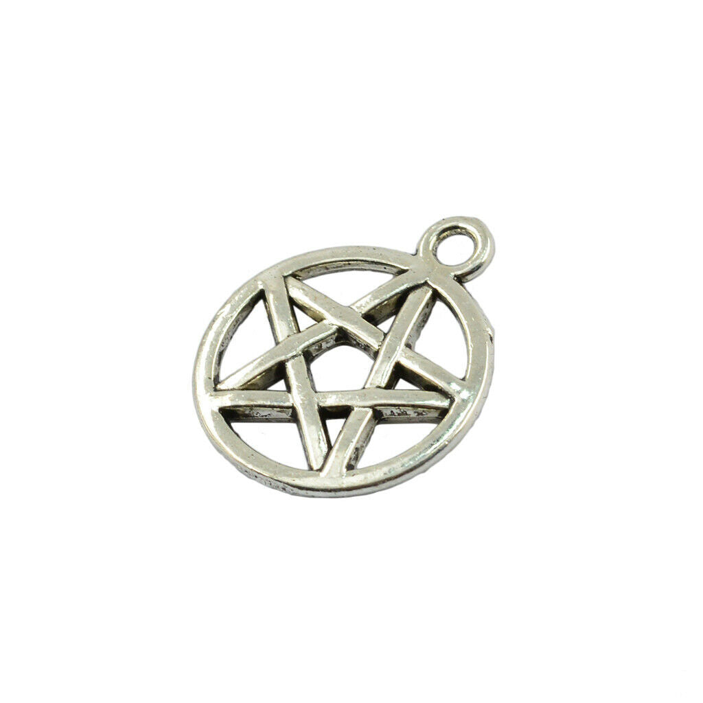 50PCS Alloy Necklace Pendant Round Star Pentacle DIY Charms Jewelry Craft Making