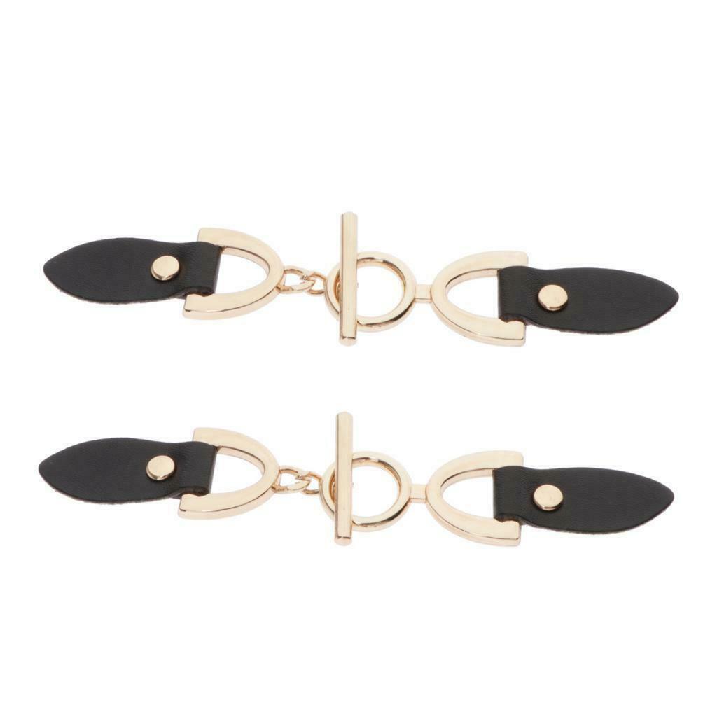 2 Pairs Sew on Leather Sewing Buckle with Metal Clasp Hook Sewing Fasteners