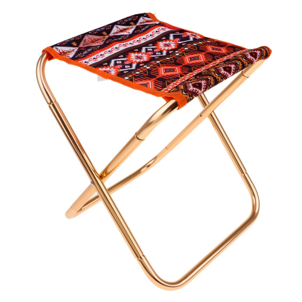 Ultralight Outdoor Folding Stool Fishing Camping Chair 27x25x23cm Orange