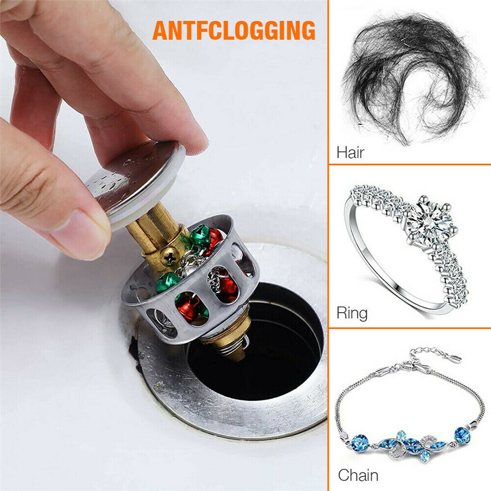 Universal wash Basin Bounce Drain Filter Pop Up  Bathroom Toilet Sink Drain Plug