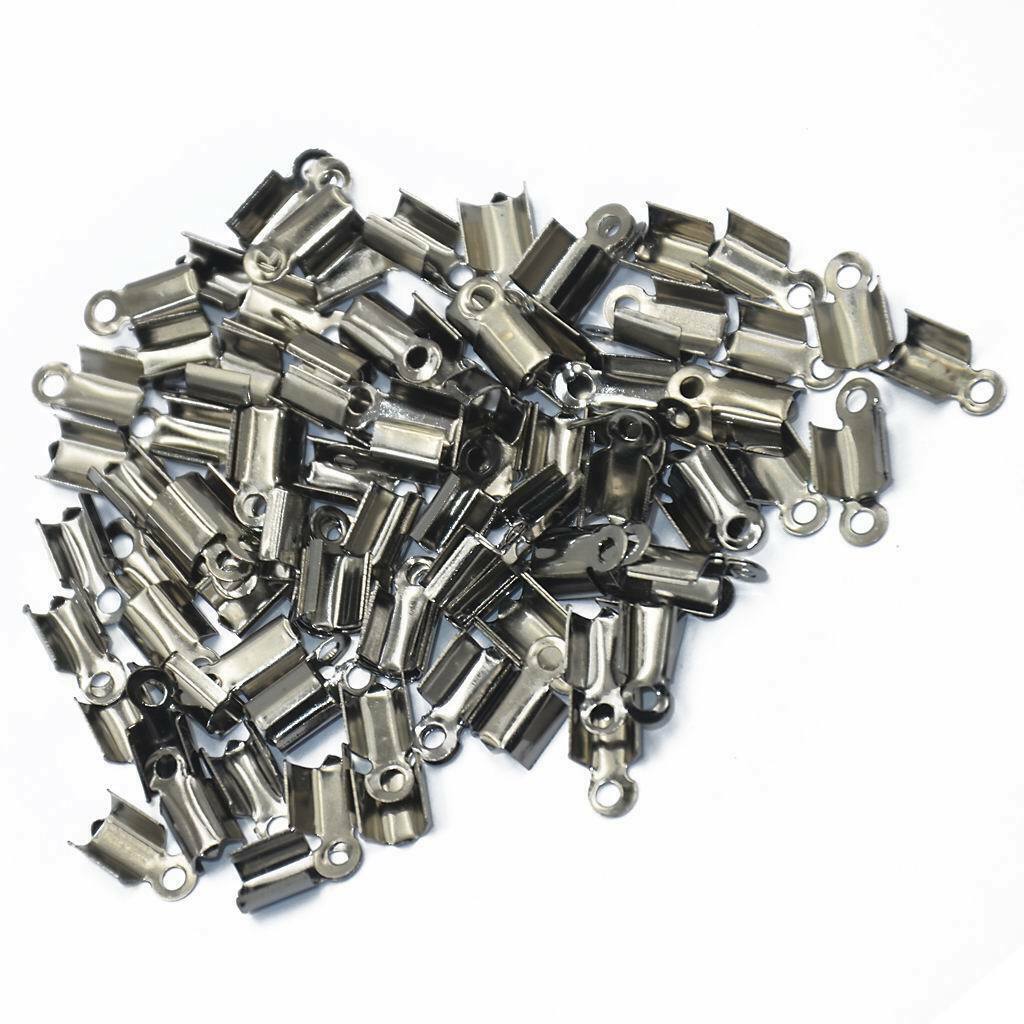 300pcs Metal Folding End Crimps Tips Cord   Jewelry Findings 10x4.5mm