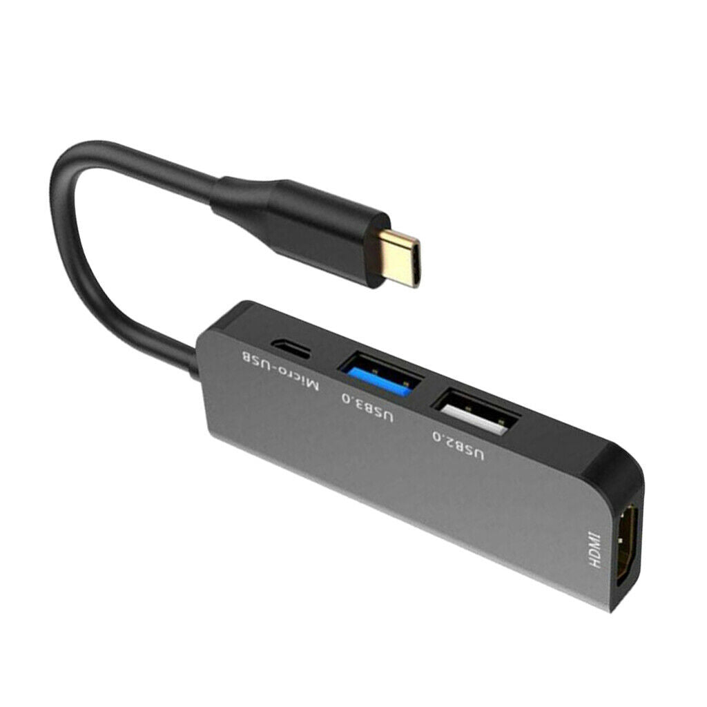 Type-C Hub To 4K HDMI With USB 3.0/2.0 Port, Aluminium Hub With Micro USB