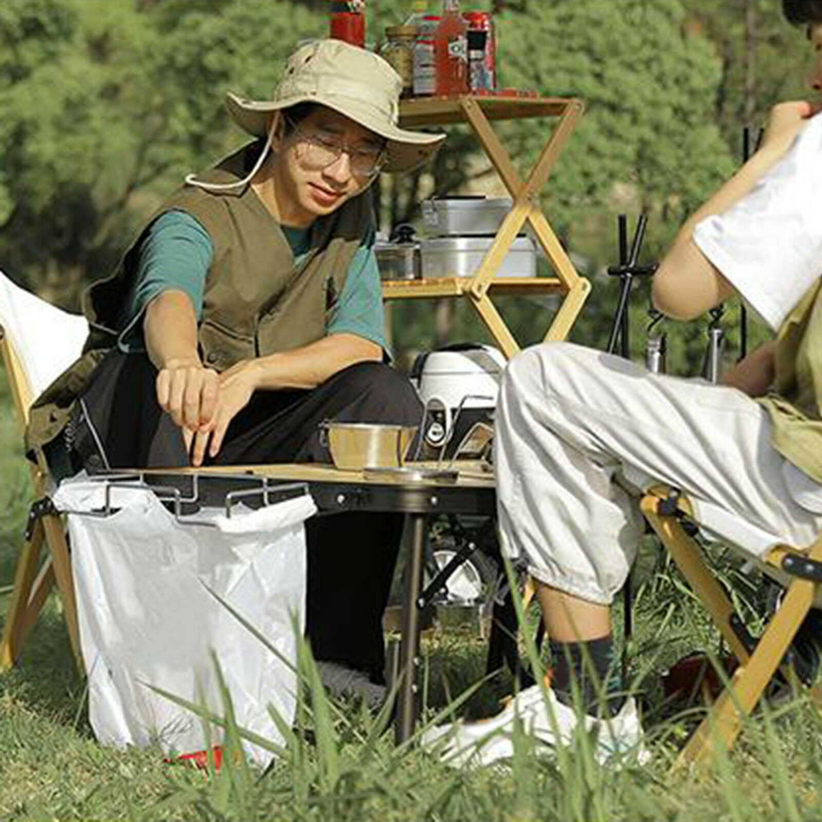 Non-slip Trash Bag Holder Hanging Rack Camping Picnic Bags Table Frame