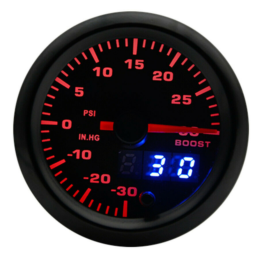 2" 52mm Car SUV Turbo Boost Gauge 7 Colors LED Analog/Digital Dual Display Meter