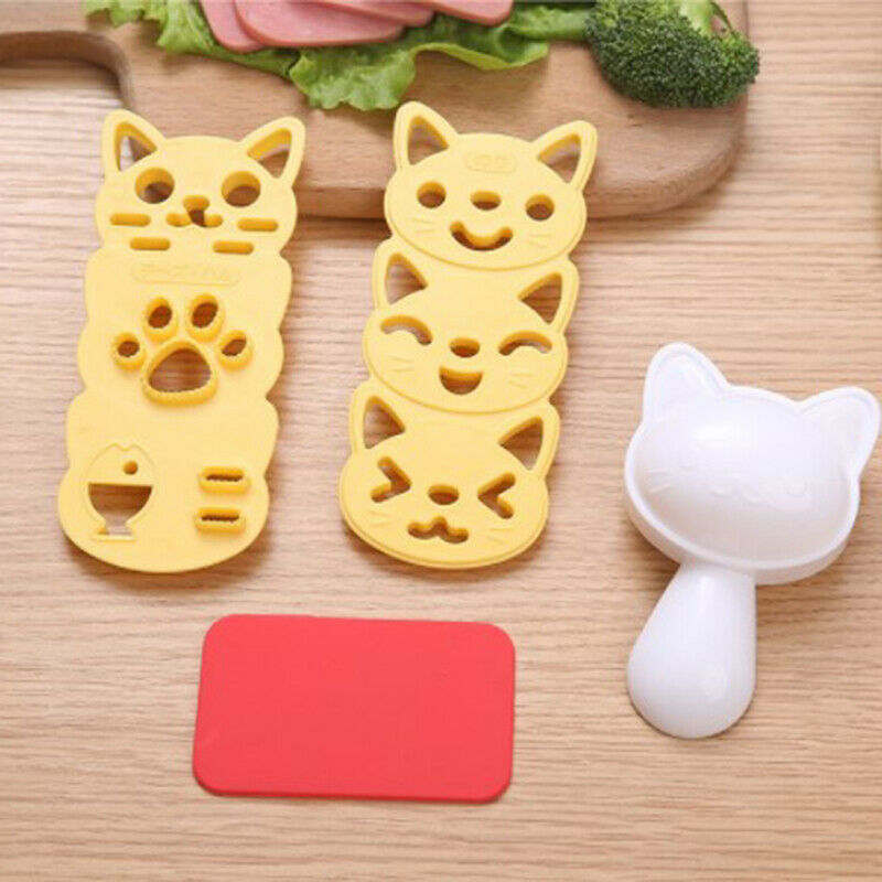 1 Set Cute Smile Cat Sushi Rice Mold Decor Cutter Sandwich DIY ToolDD