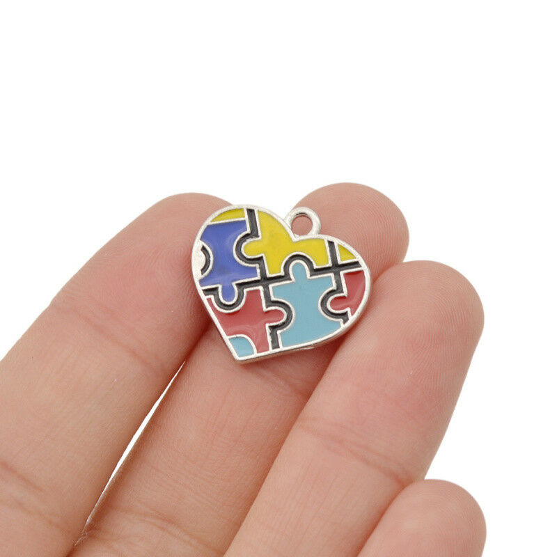 Heart Puzzle Design Pendant DIY Craft Necklace Jewelry Making Accessories New