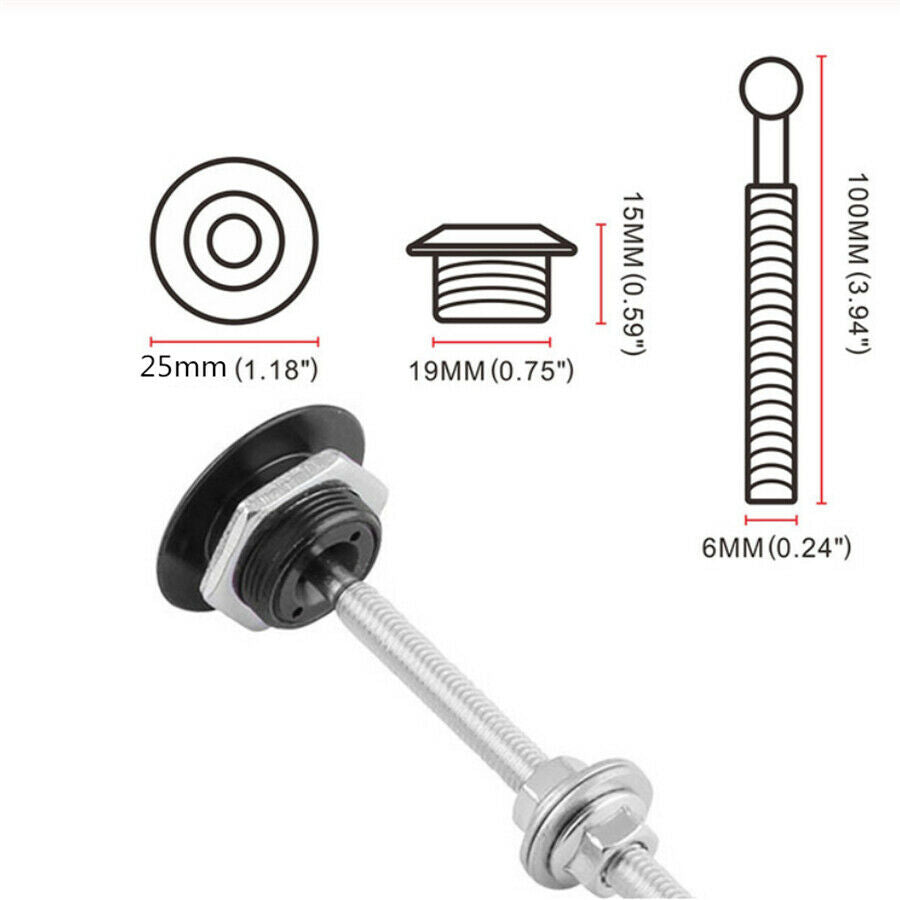 4pcs 25mm Aluminum Mini Quik Release Latch Diameter 25mm Black Lock Long Screw