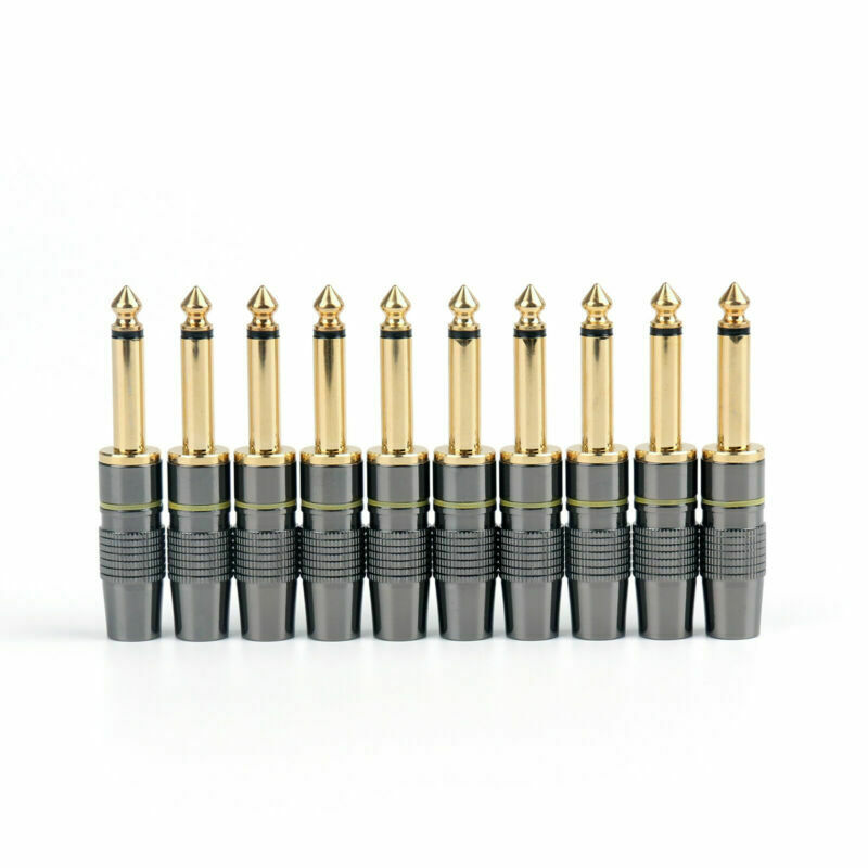 10 PC High Quality Copper 6.3mm 1/4" Mono Jack Plug Connector Soldering