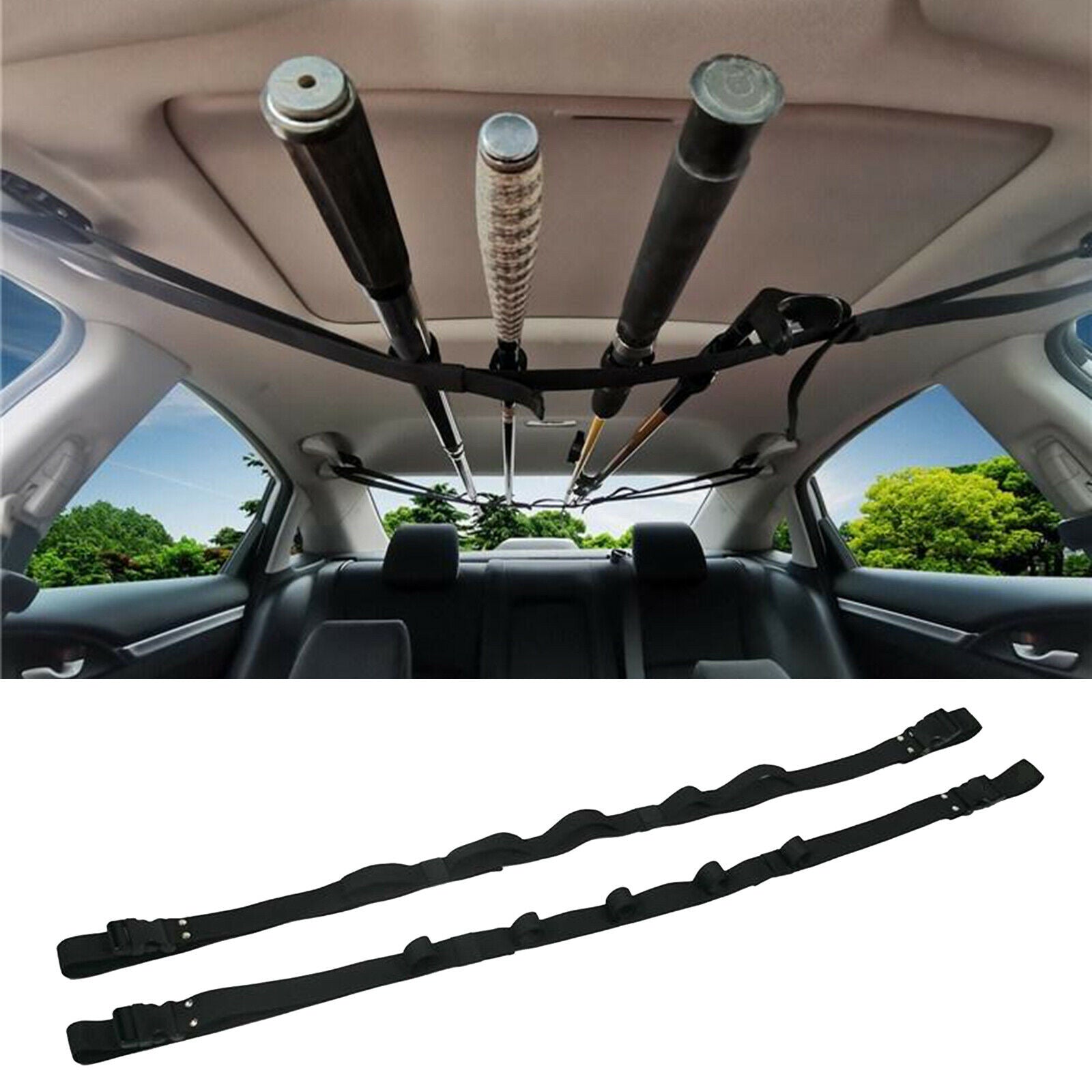 1 Pair 5 Slot Vehicle Fishing Rod Rack Pole Holder Belt Strap Carrier Truck SUV