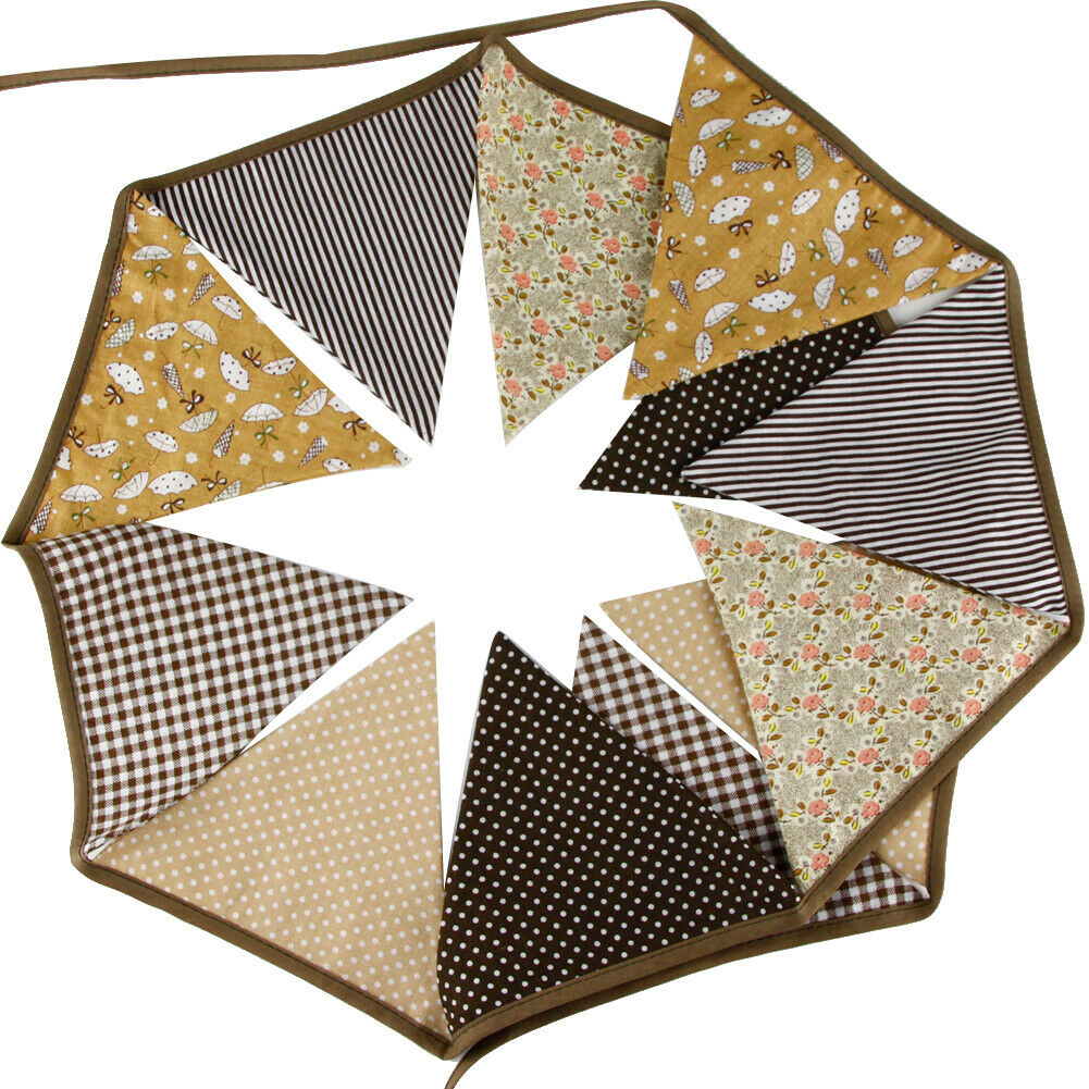 12 Flags 3.2m Cotton Pennant For Party Wedding Pennant  Decor Coffee @