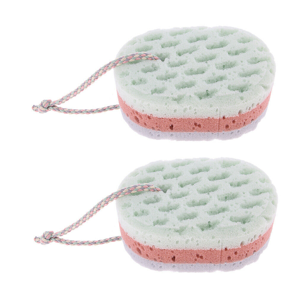2Pcs Body Exfoliating Face Wash Bath Sponge Cleaning Scrubber Massage Puff Fit