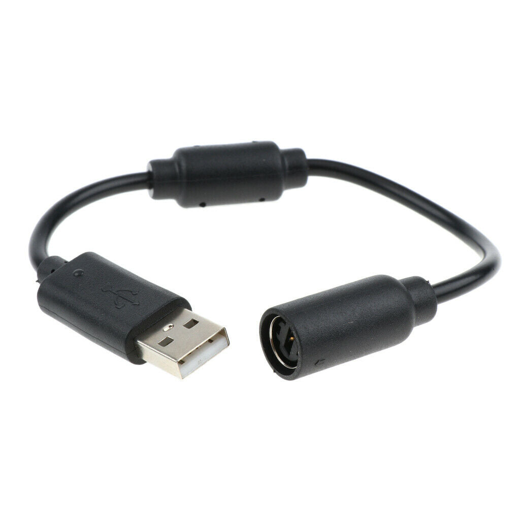2X USB Converter Cable for Microsoft Xbox 360 Controller Breakaway Cord - Black