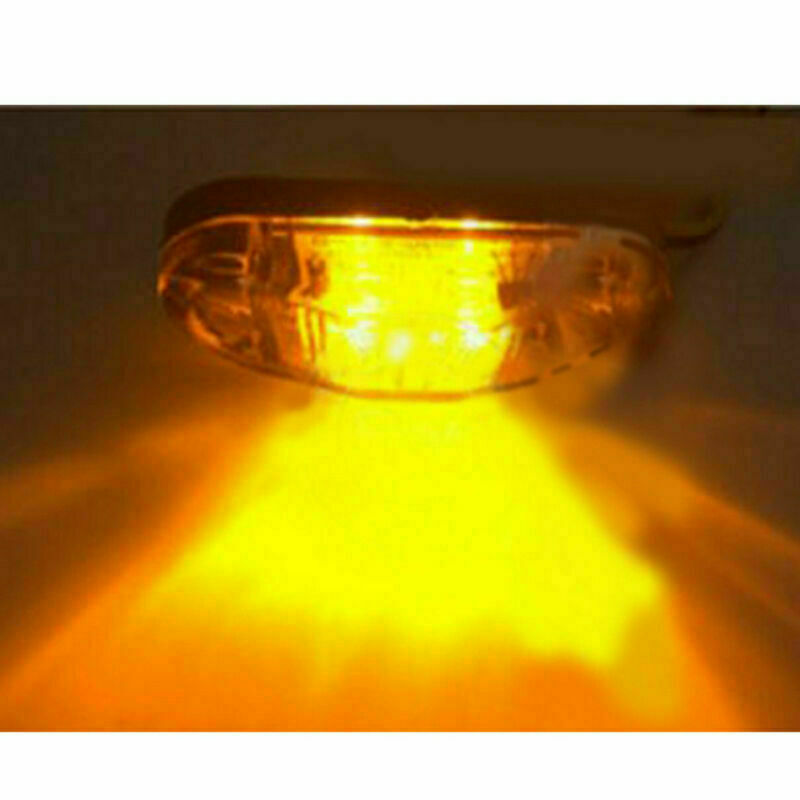 10Pcs Amber 2 LED Light Oval Car Clearance Truck Trailer Side Marker Tail Lamp
