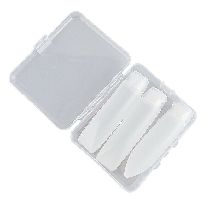 3Pcs Soft Tube Squeeze Travel Bottle Set Empty Jar With Storage Box ContaineBDA