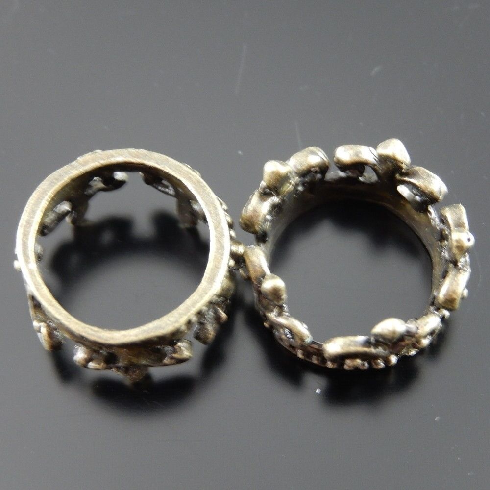20 pcs Antiqued Bronze Iris Floral Crown Pendant Charm Alloy For Jewelry 18x9mm