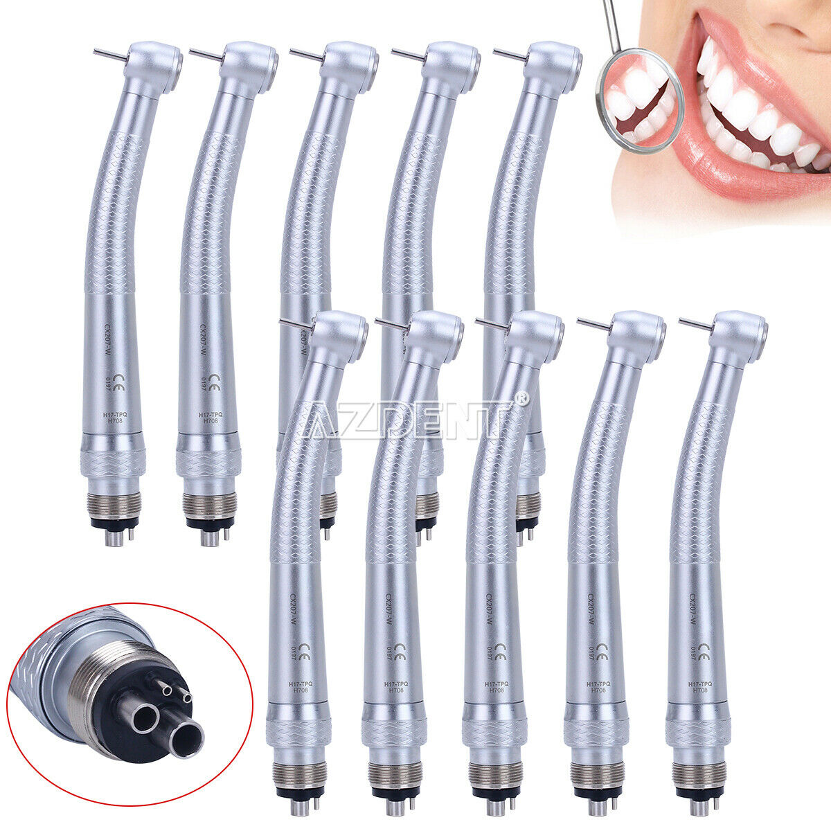 Dental Torque Head Push Button Handpiece 3 Spray Quick Coupling M4