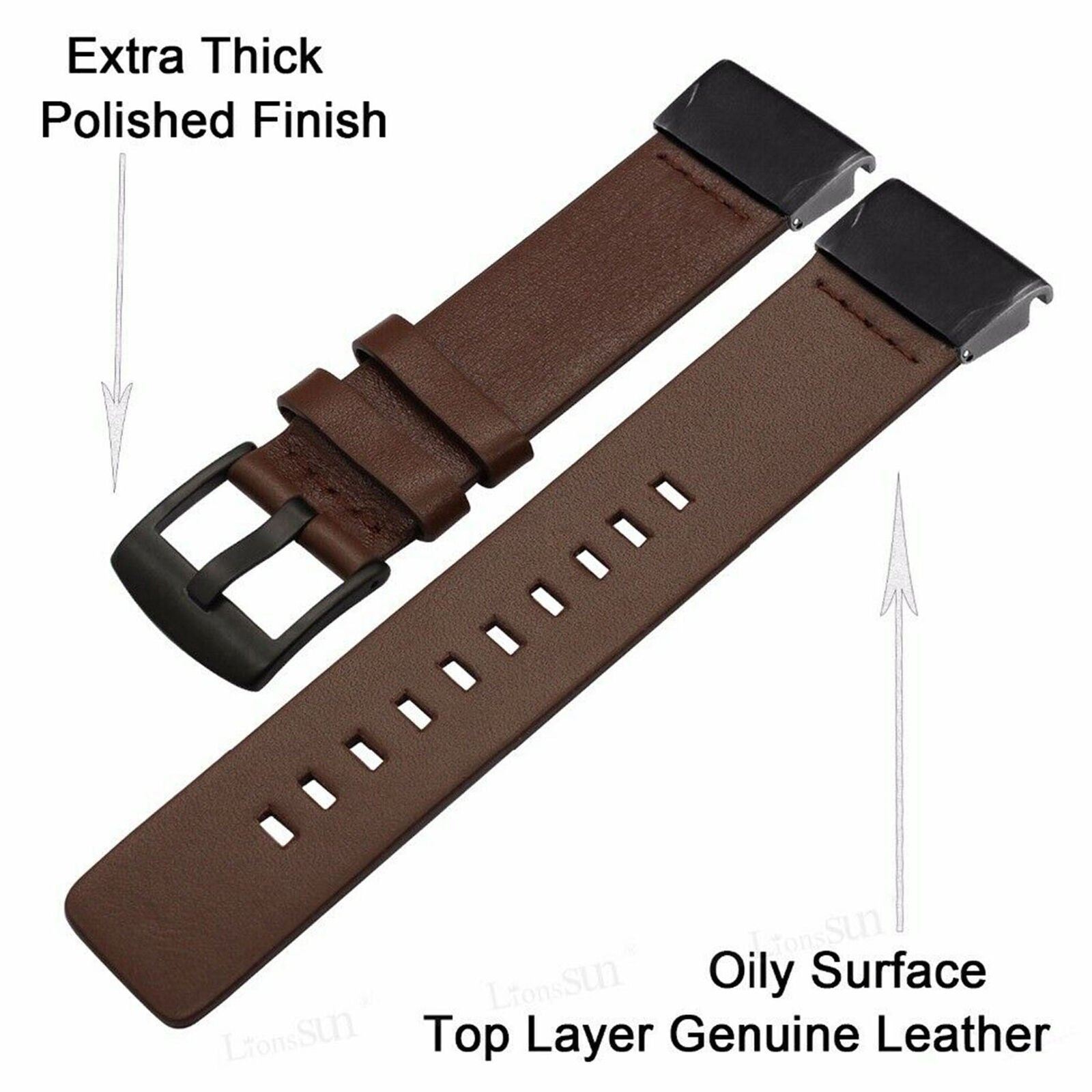 For Garmin Fenix 6X 5X Quick Install Leather Watch Wrist Band Strap