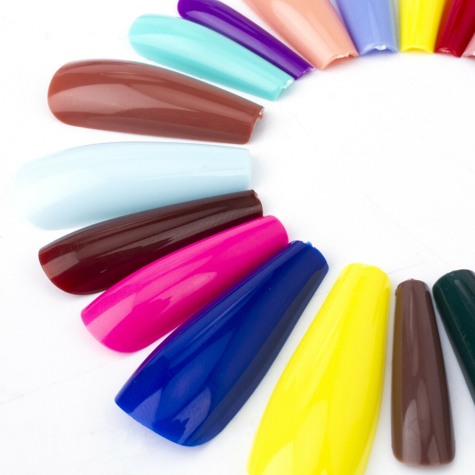 540pcs/Box Mixed Colors Acrylic Long Ballerina Coffin Tips False Nail Full Cover