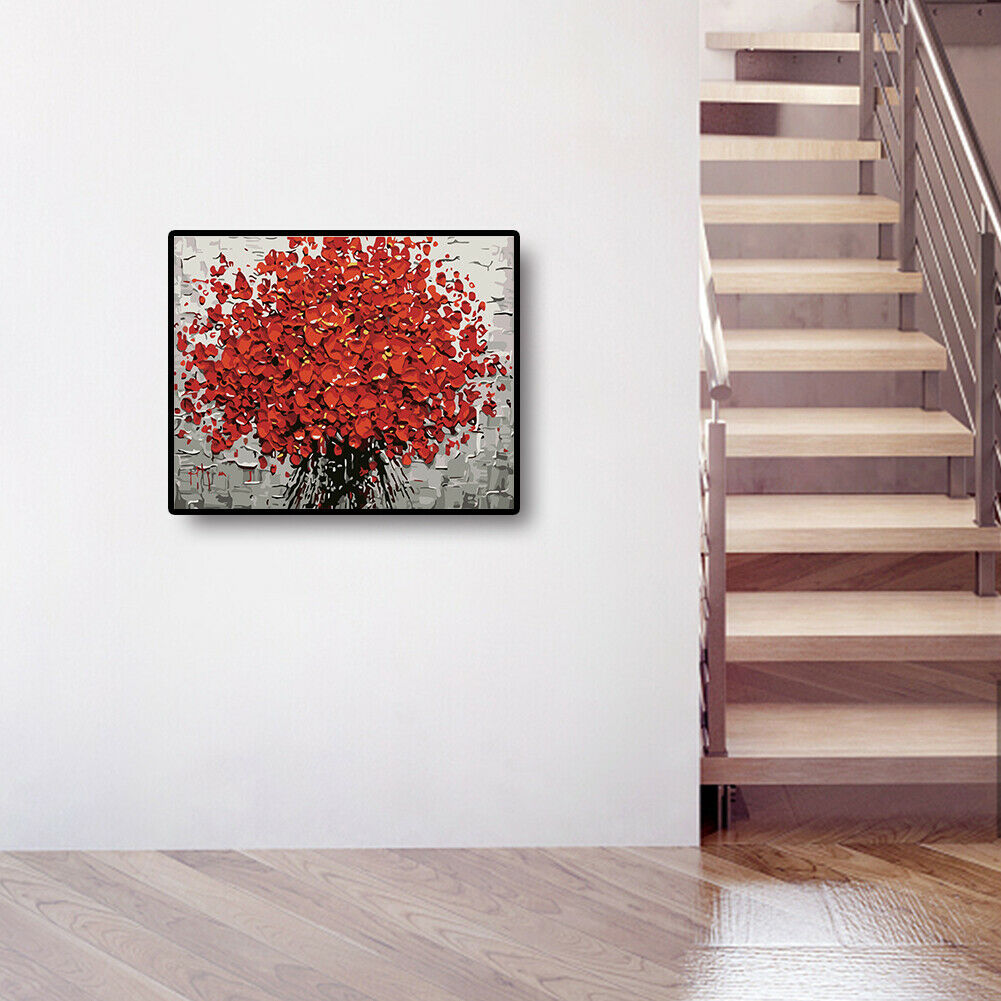 DIY Digital Oil Painting By Numbers Kits Flower in Full Bloom Picture Decor @