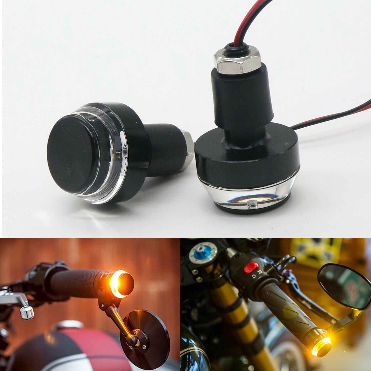 2 Motorcycle Turn Signal LED Light Indicator Blinker Handle Bar End Handlebar