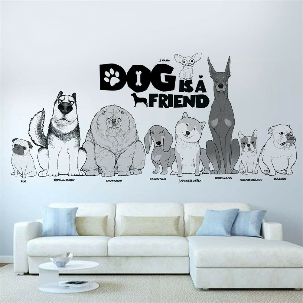 Dog is a friend wall stickers home decor animal wall decals diy mural art  Tt