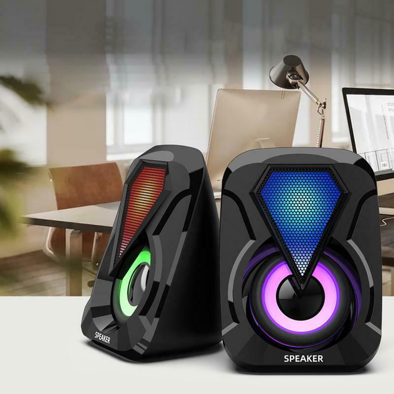 Surround Sound System RGB LED PC Speakers Bass USB Wired Gaming Desktop Computer