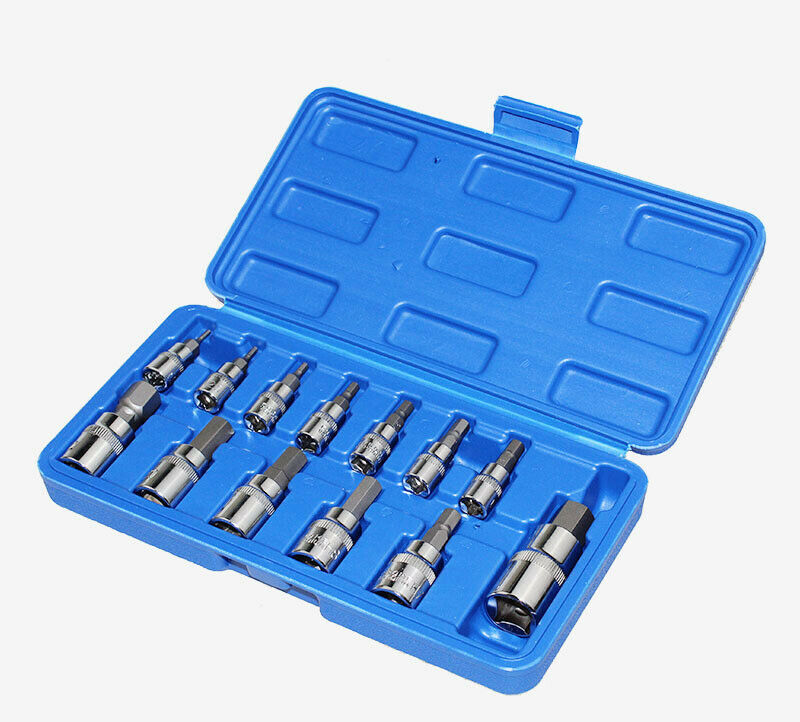 13Pcs 5-Lobe Star Plus Drill Socket Set Tamper-Proof 1/4 3/8 1/2 Set