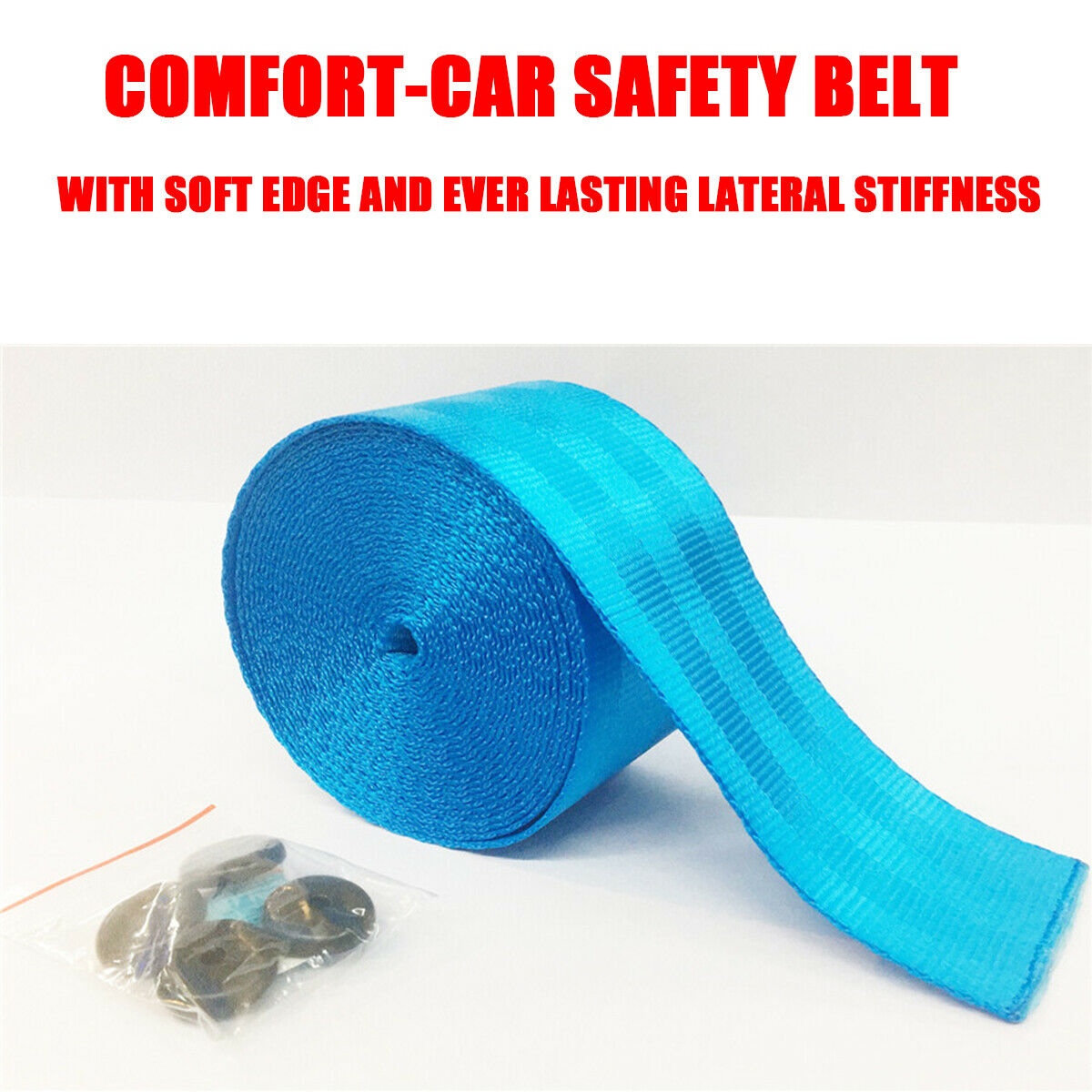 3.6M Seat Belt Blue Polyeste Fiber Seat Lap Retractable Car Safety Strap
