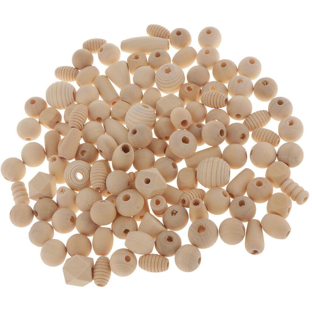 100g Natural Unfinished Wood Spacer Beads For Jewelry Making Craft Beading