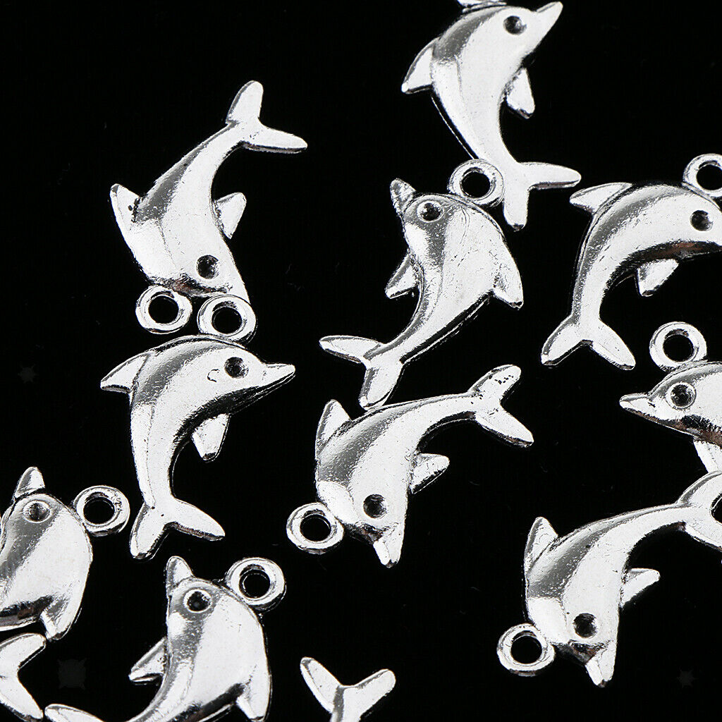 20x Nautical Charms Beach Themed Dolphin Pendant Beads for Making Bracelet