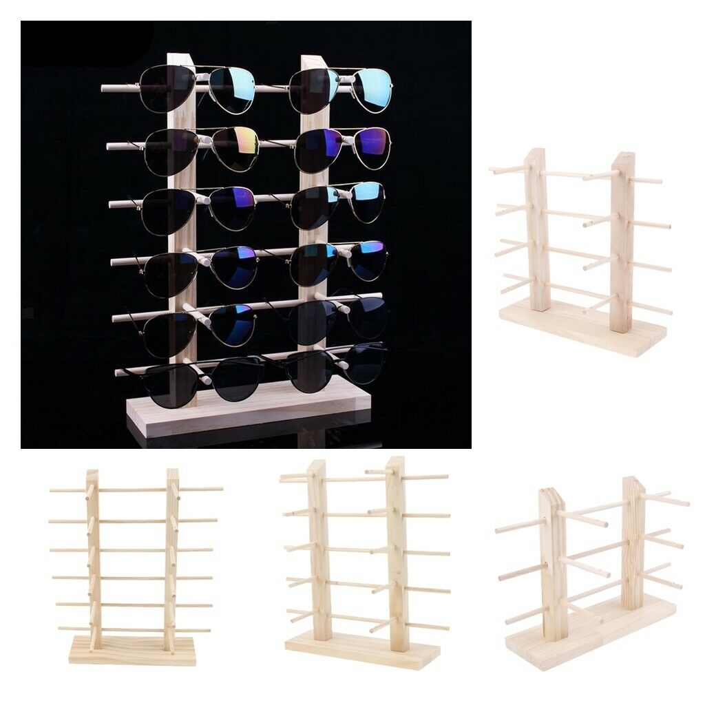 4 Pieces Wooden Eye Glasses Sunglasses Display Rack Stand Holder Organizer