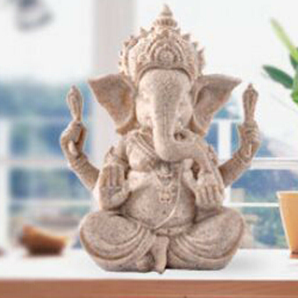 Seated Ganesh Sandstone Deity Hindu Buddhism Buddha Statue Home Desktop