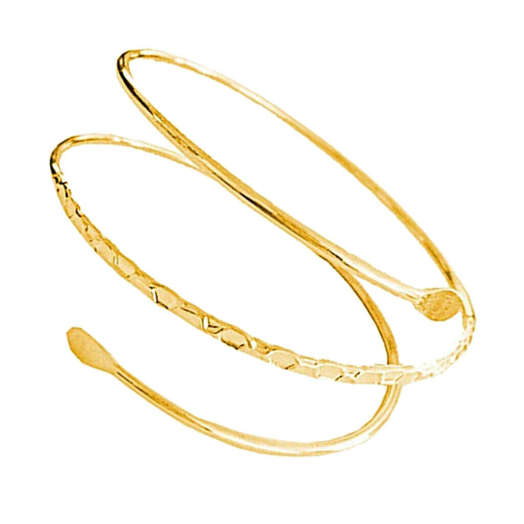 2Pcs Punk Spiral Coil Upper Arm Cuff Womens Open Armlet Armband Bangle