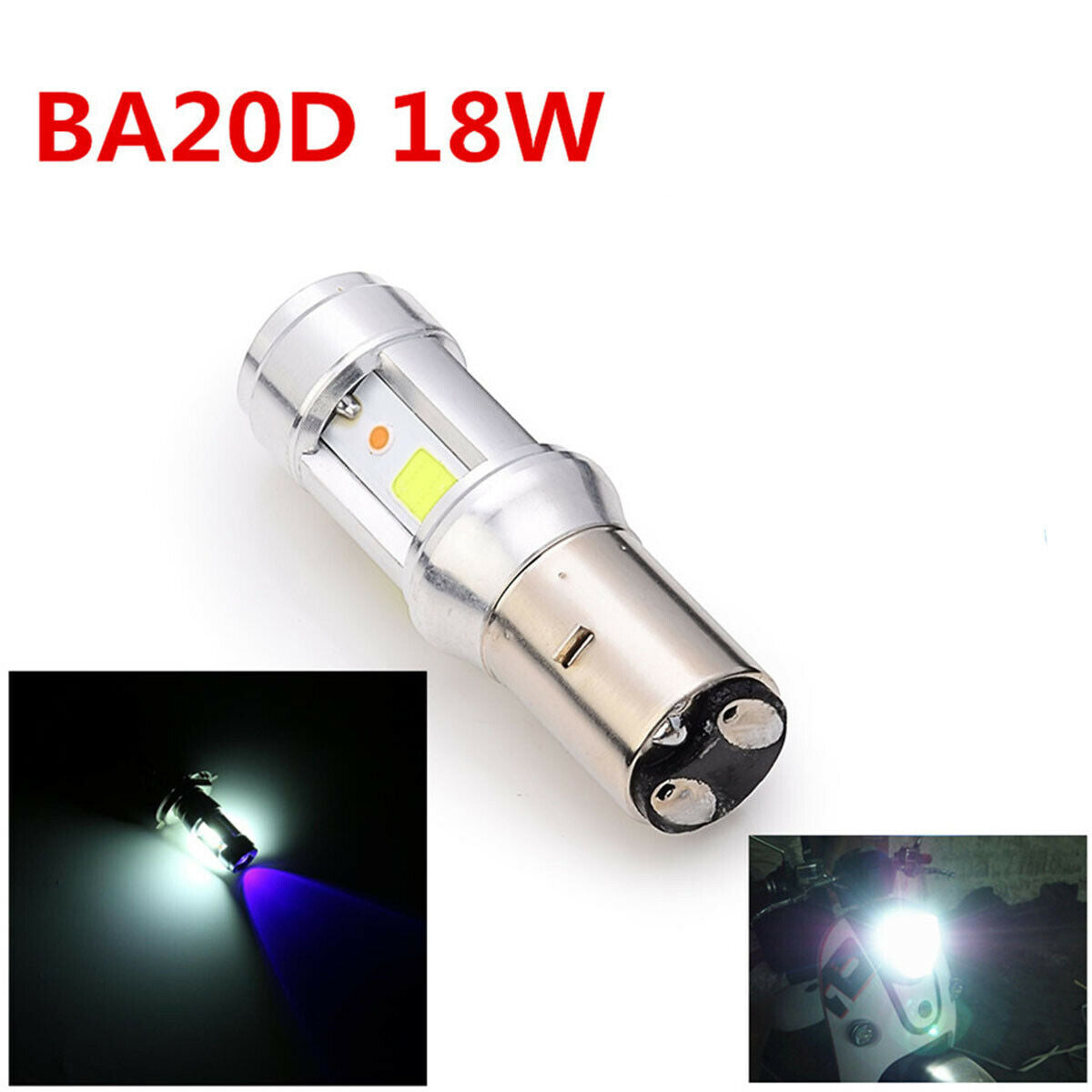 Motorcycle Headlight Bulbs 18 W BA20D White 6000 K Dual Colors Led COB lighting