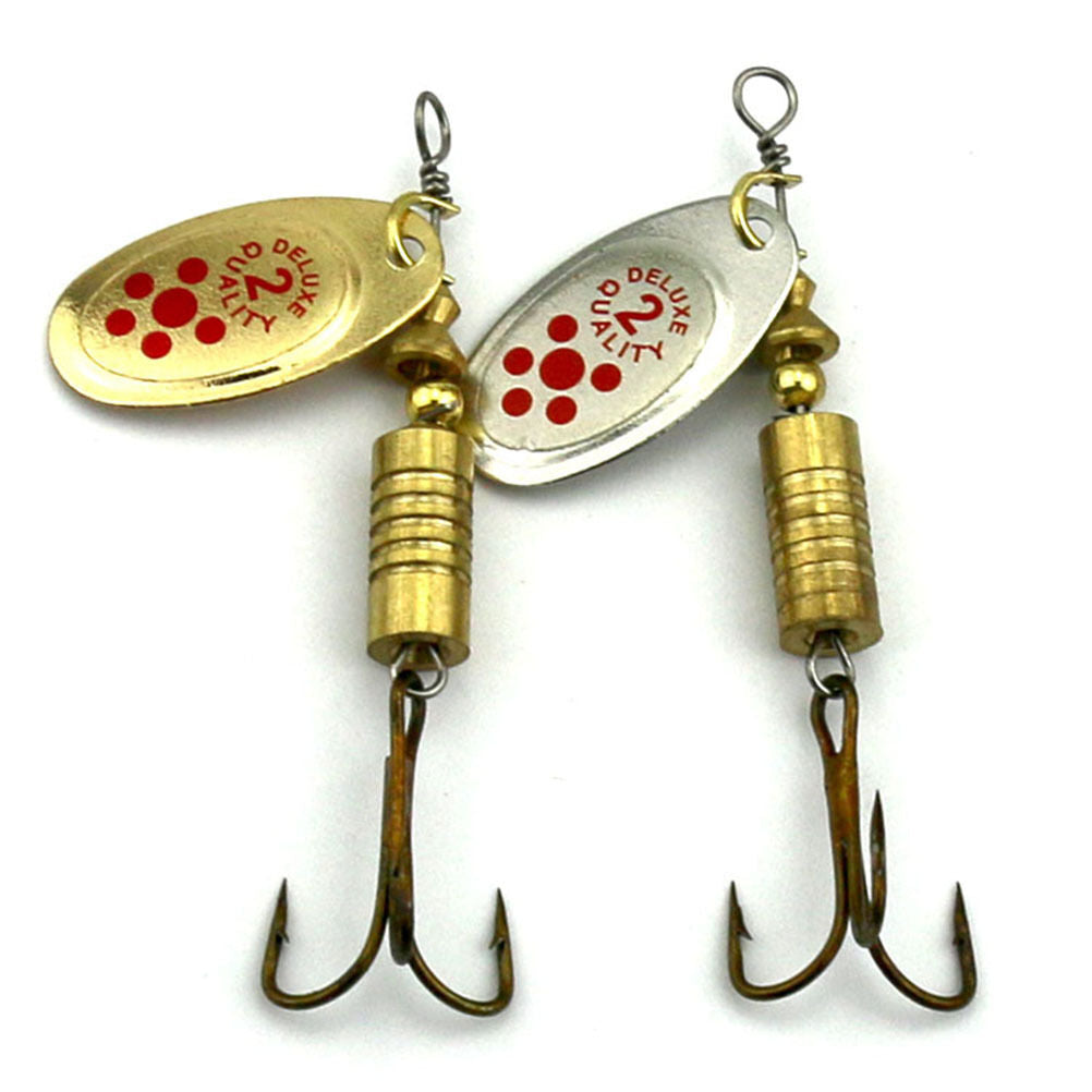 10 Pcs/Set Metal Fishing Baits Metal Dot Pattern Spinner Lures with Hook 6. DD