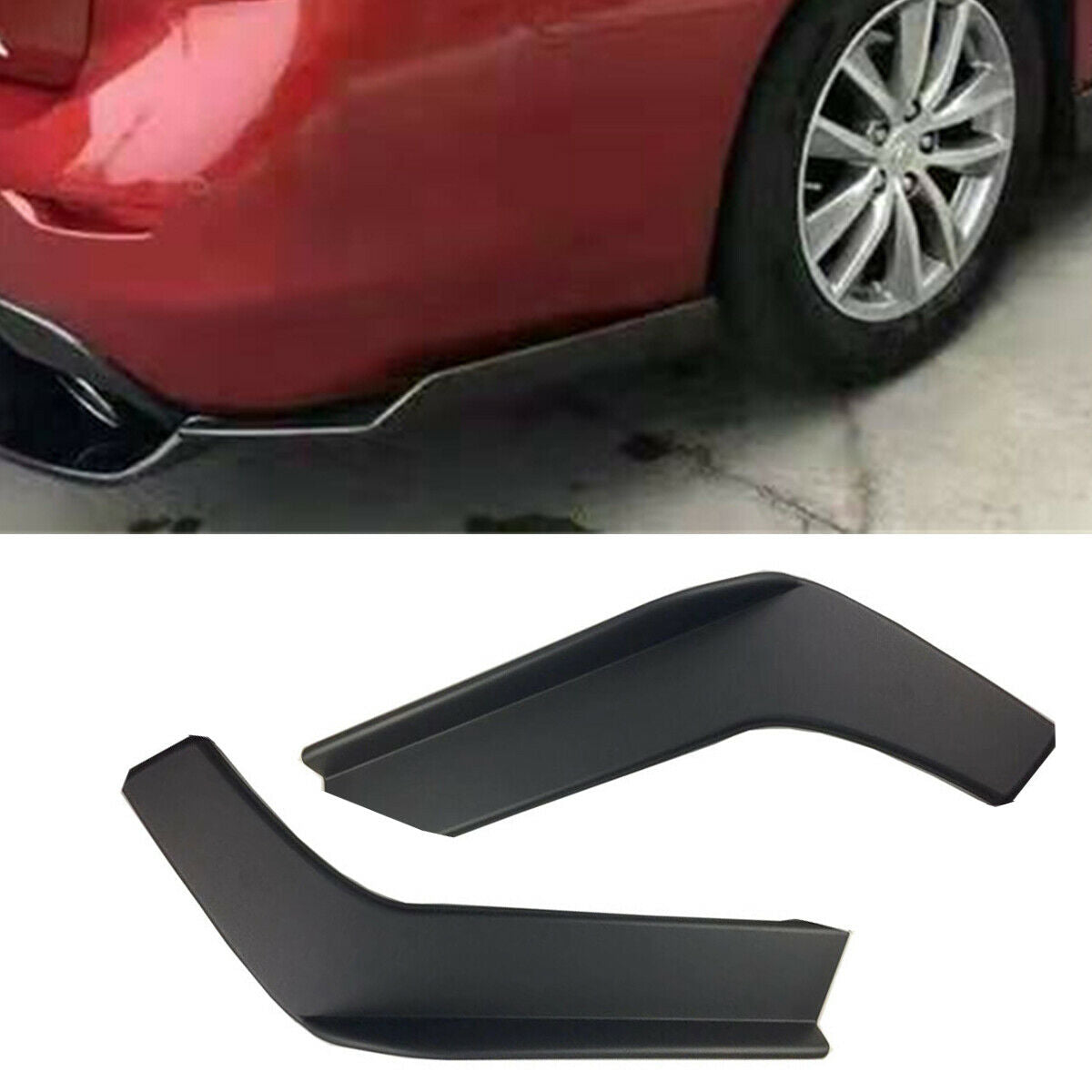 Car Side Bumper Lip Splitter Body Trim Spoiler Skirt Protector ABS Plastic L+R