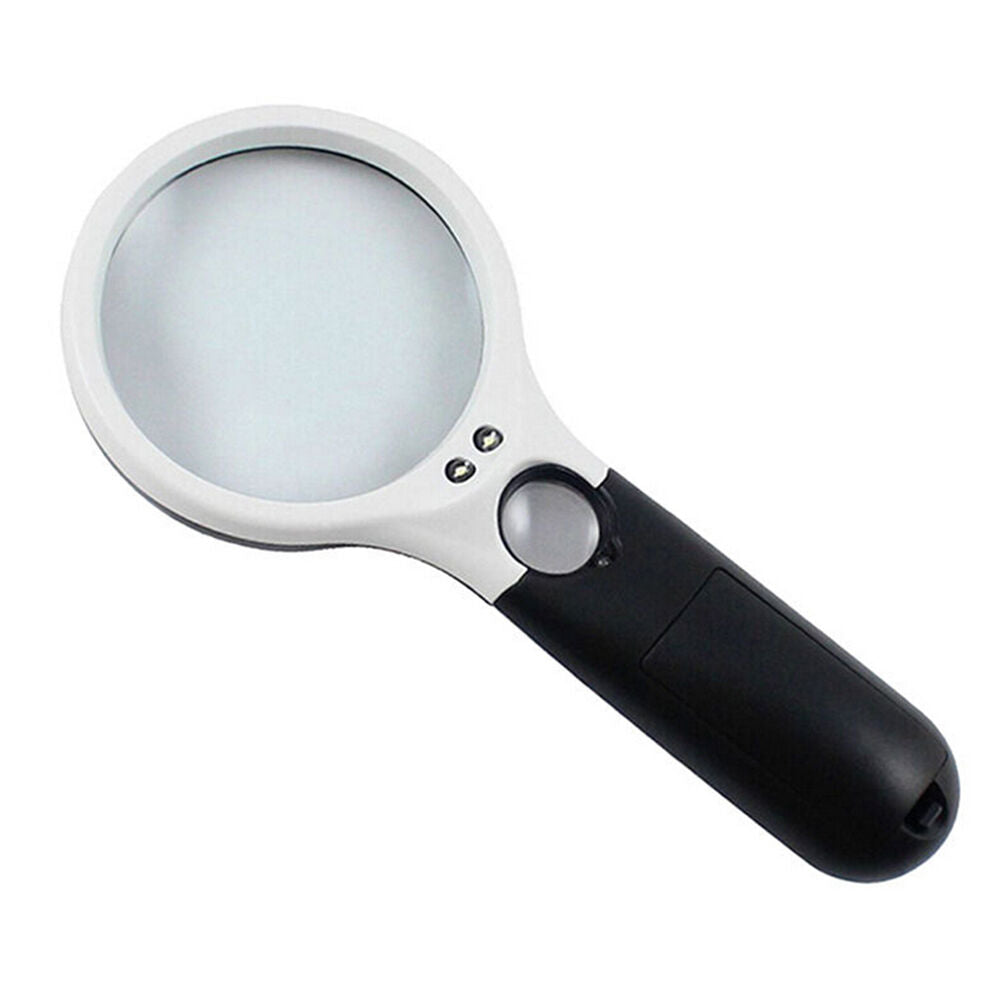 Handheld 45X Magnifying Reading Glass Lens Jewelry Loupe With 3 LED Light BDAU