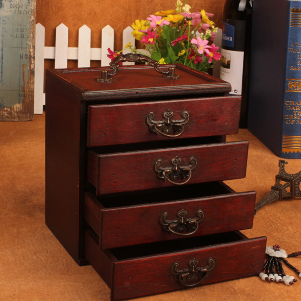 4-Layer Decorative Jewelry Storage Box Chest Treasure Organizer Container