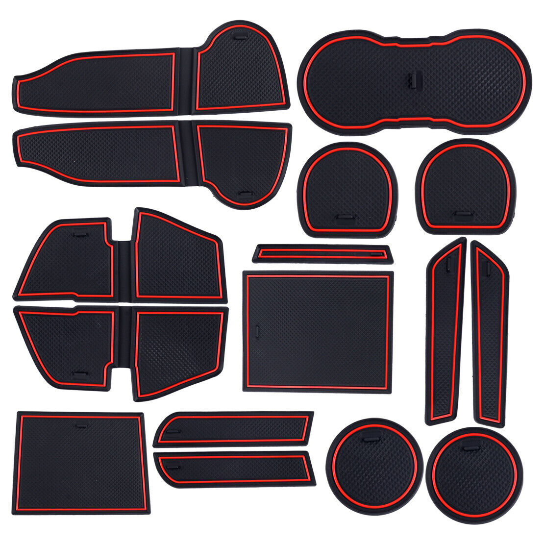 16Pcs Anti-Slip Cup Holders Gate Slot Mat Black fit for Subaru XV 2018 19 PVC as